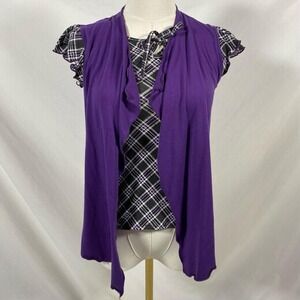 Cato girls purple black plaid shirt size medium y2k 2000s emo scene alt